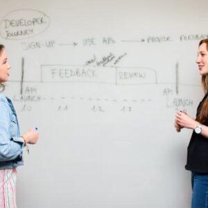 Mujeres De Pie Junto A La Pizarra